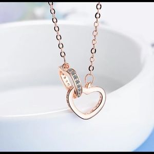 925 Sterling Rose Gold Double Love Heart Necklace